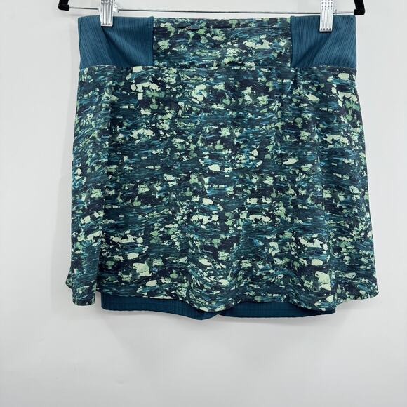 Smartwool Active Womens Lined Skirt Skort Sz M Green Printed Pockets 16" Length - Picture 2 of 15